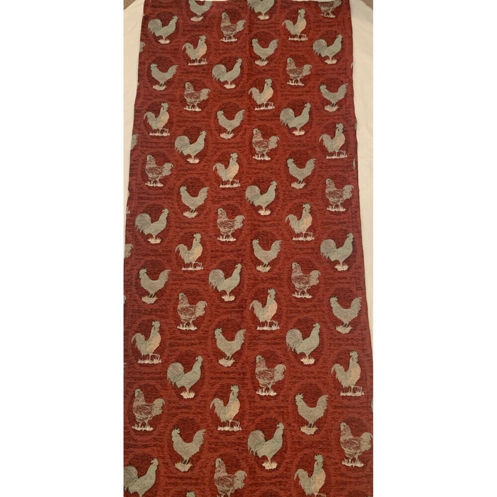 Rooster Table Runner Maroon 112”x10”